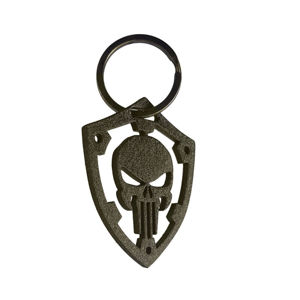 Přívěsek na klíče (lebka, ocel, tmavě zlatý)