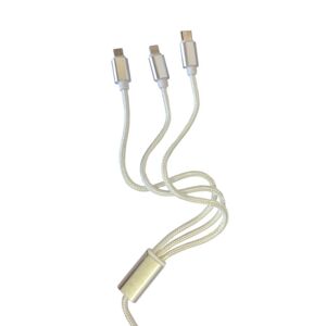 USB kabel 3v1 (Lightning, microUSB, USB-C, stříbrný)