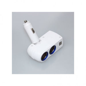 Rozdvojka do autozapalovače + 2x USB (nastavitelná, bílá, 42614)