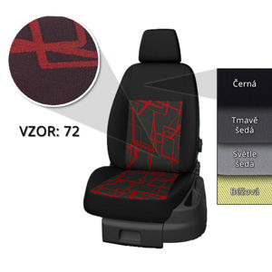 Autopotahy Taso VW Golf VII. 2012-2019 (vzor 72, tmavě šedé boky, červené prošití)