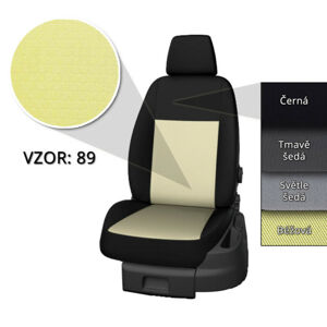 Autopotahy Taso Octavia III - přední sedačky, 2013 - 2020 (2 místa, vzor D, béžové koženkové boky Alcantara)